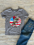 American Flag Bronc Cowkids Tee