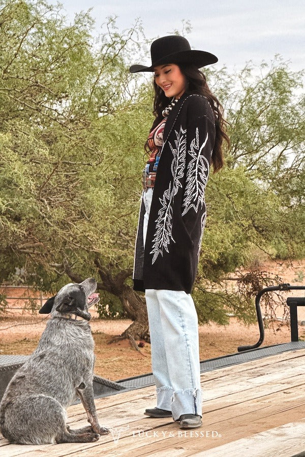 Black Boot Stitch Cardigan
