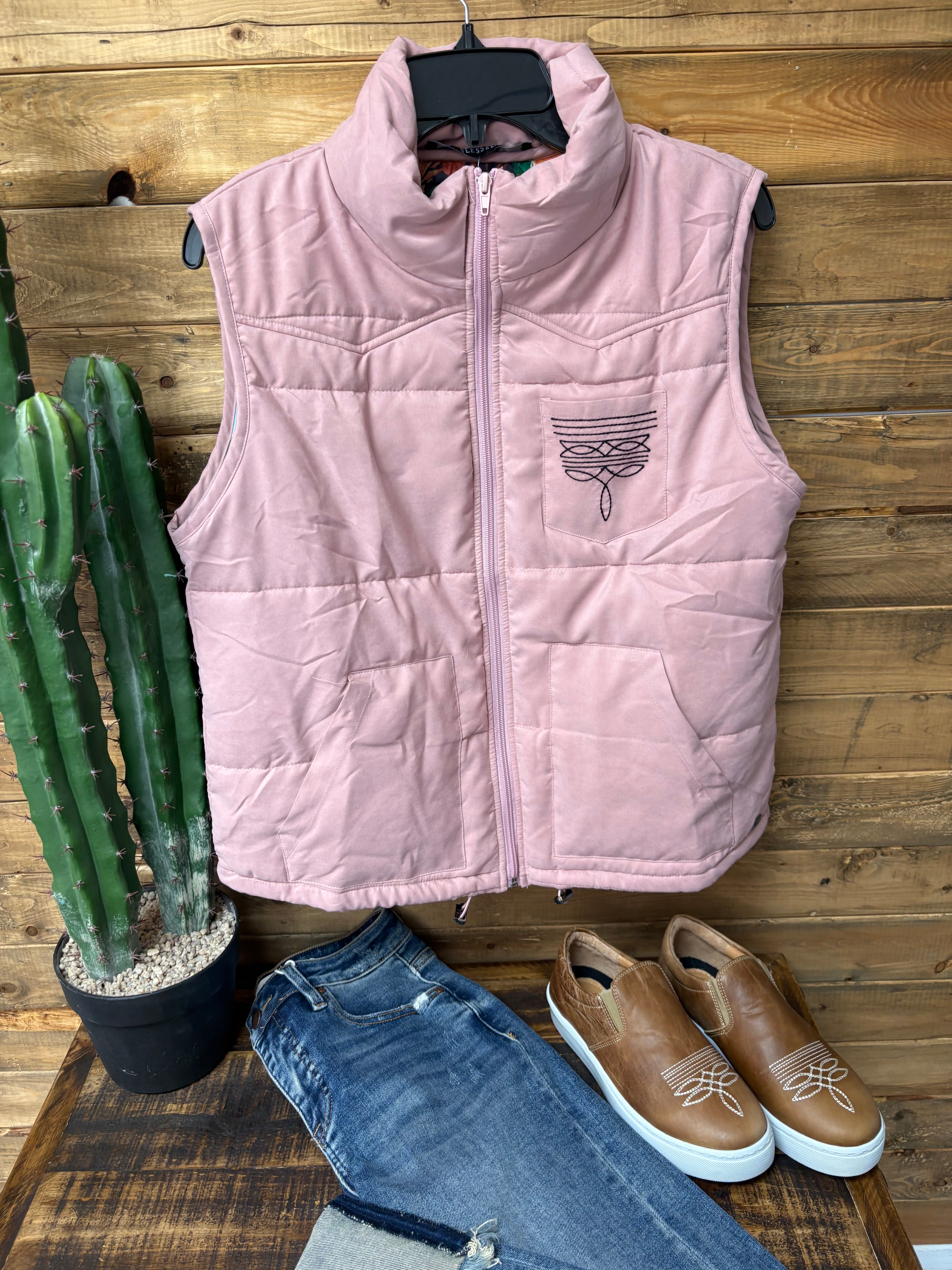 Pink Boot Stitch Vest