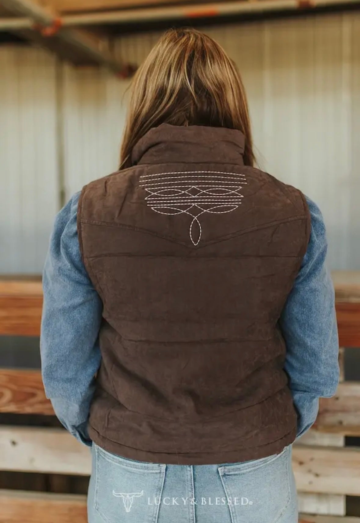 Brown Boot Stitch Vest