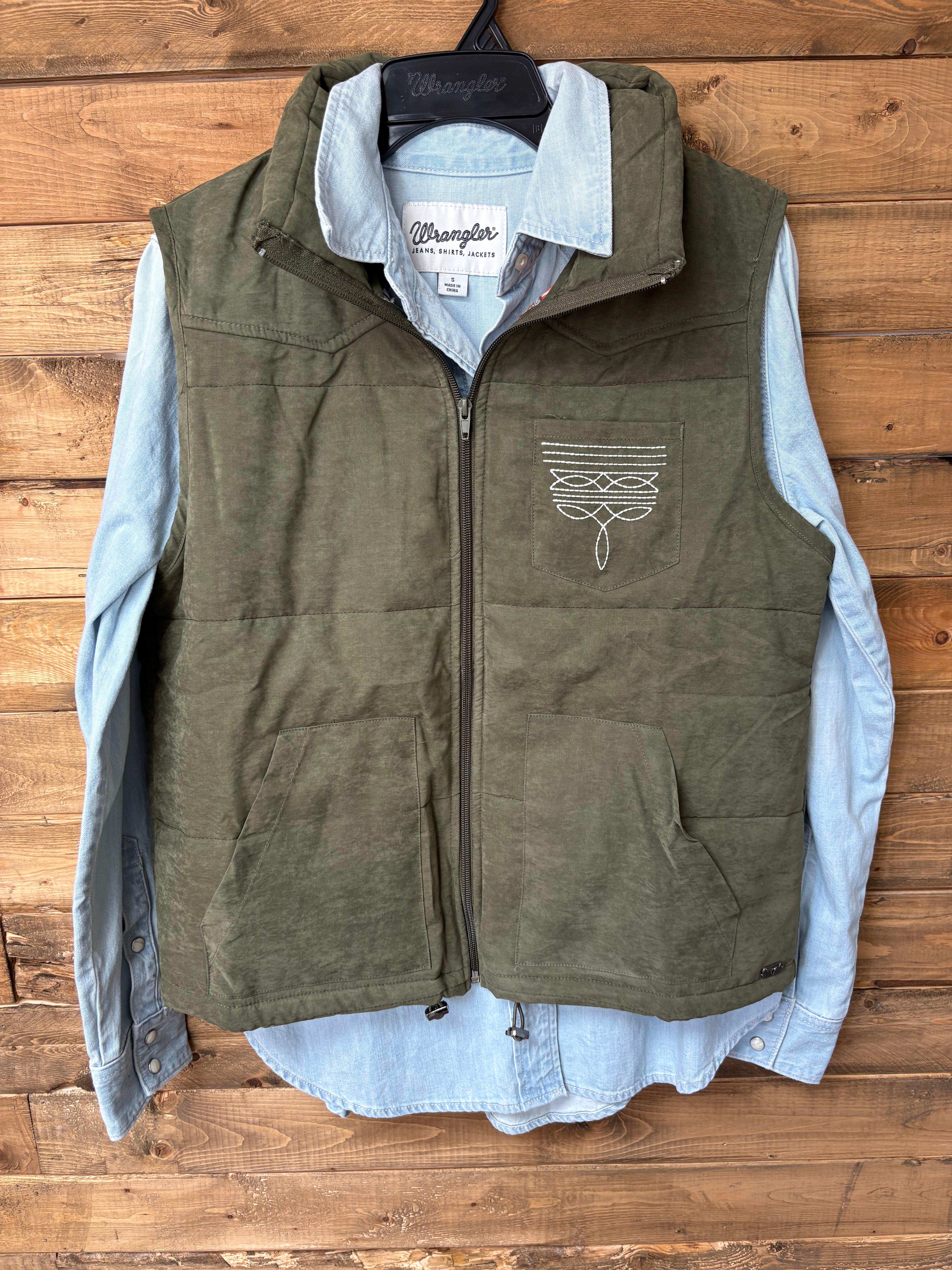 Olive Boot Stitch Vest