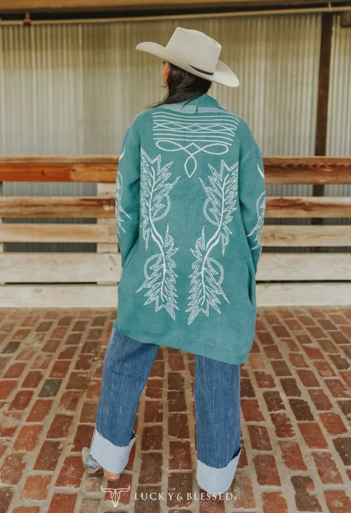 Turquoise Boot Stitch Cardigan Preorder