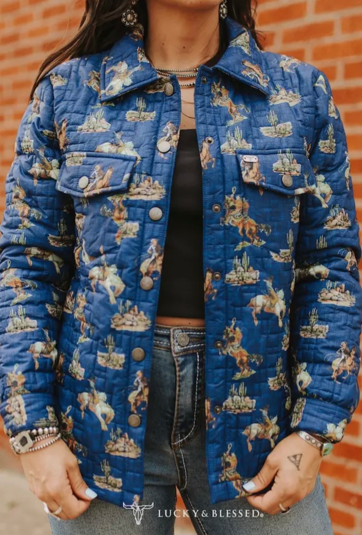 Quilted Blue Cactus Bronc Jacket Preorder
