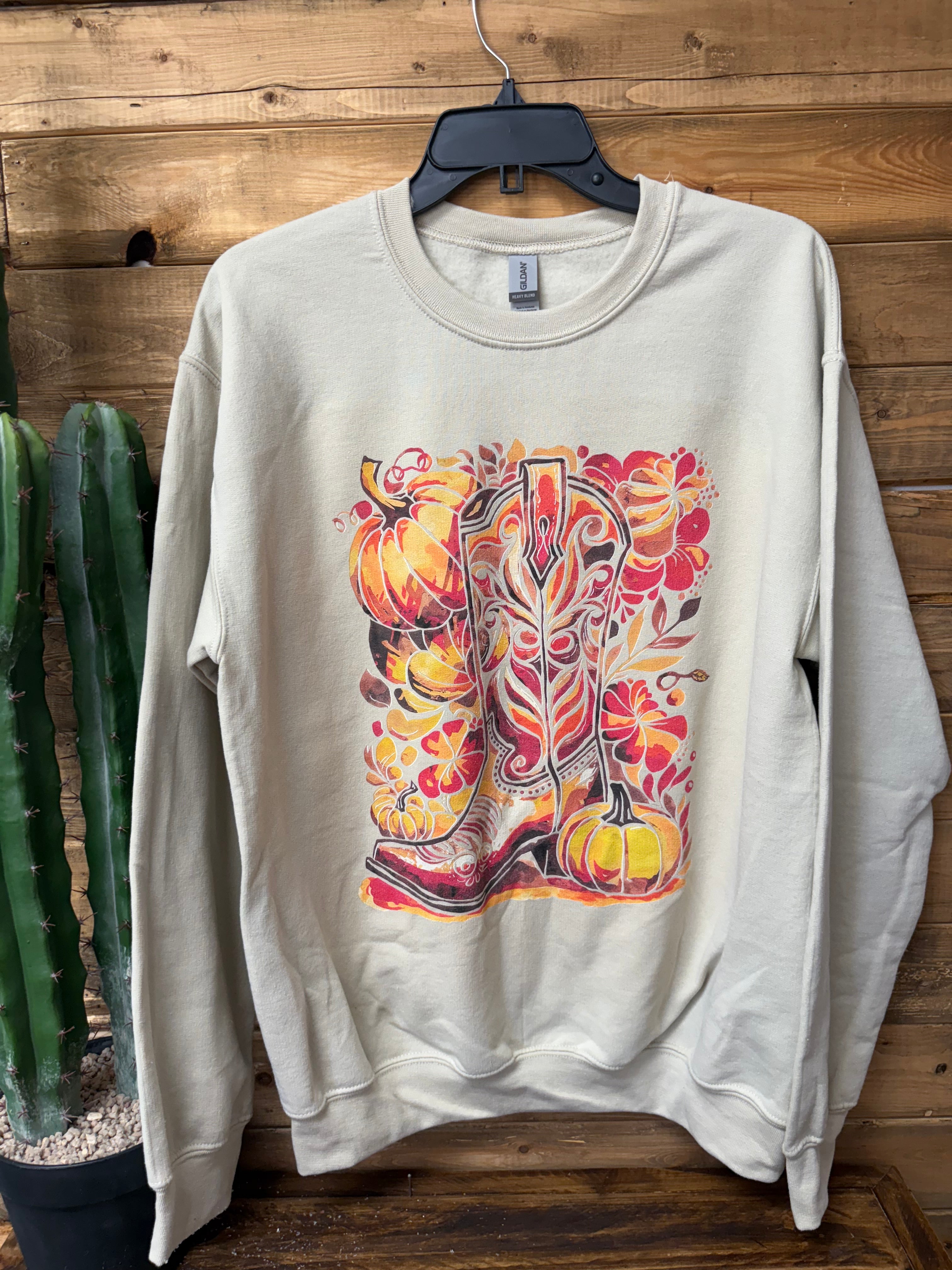 Fall Cowboy Boot Sweatshirt
