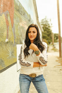 The Tooled Cutout Top Tan