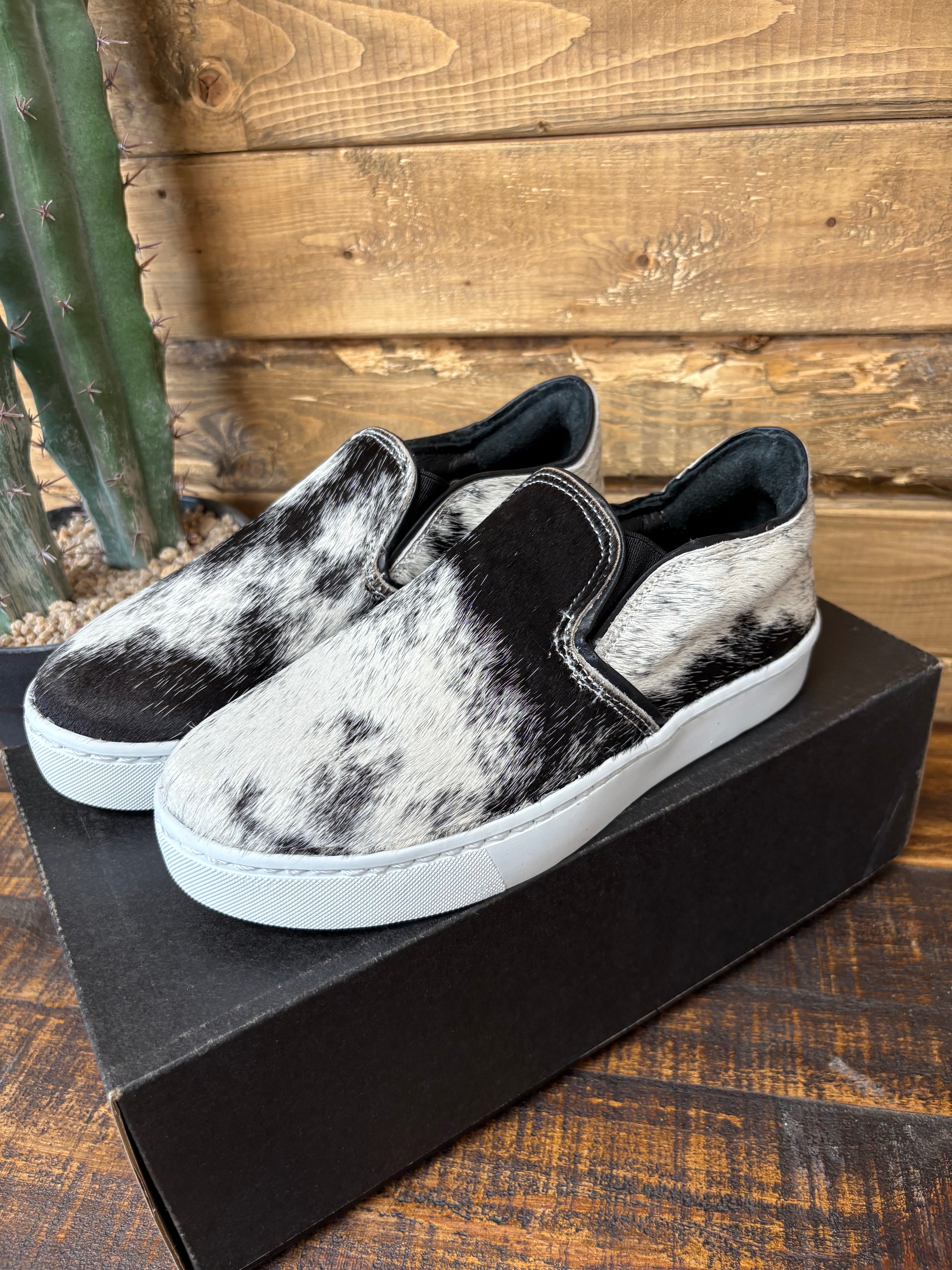 The Cowhide Slip Ons Black