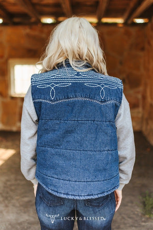 Denim Embroidered Vest PREORDER