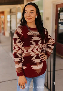 The Maroon Aztec Sweater PREORDER