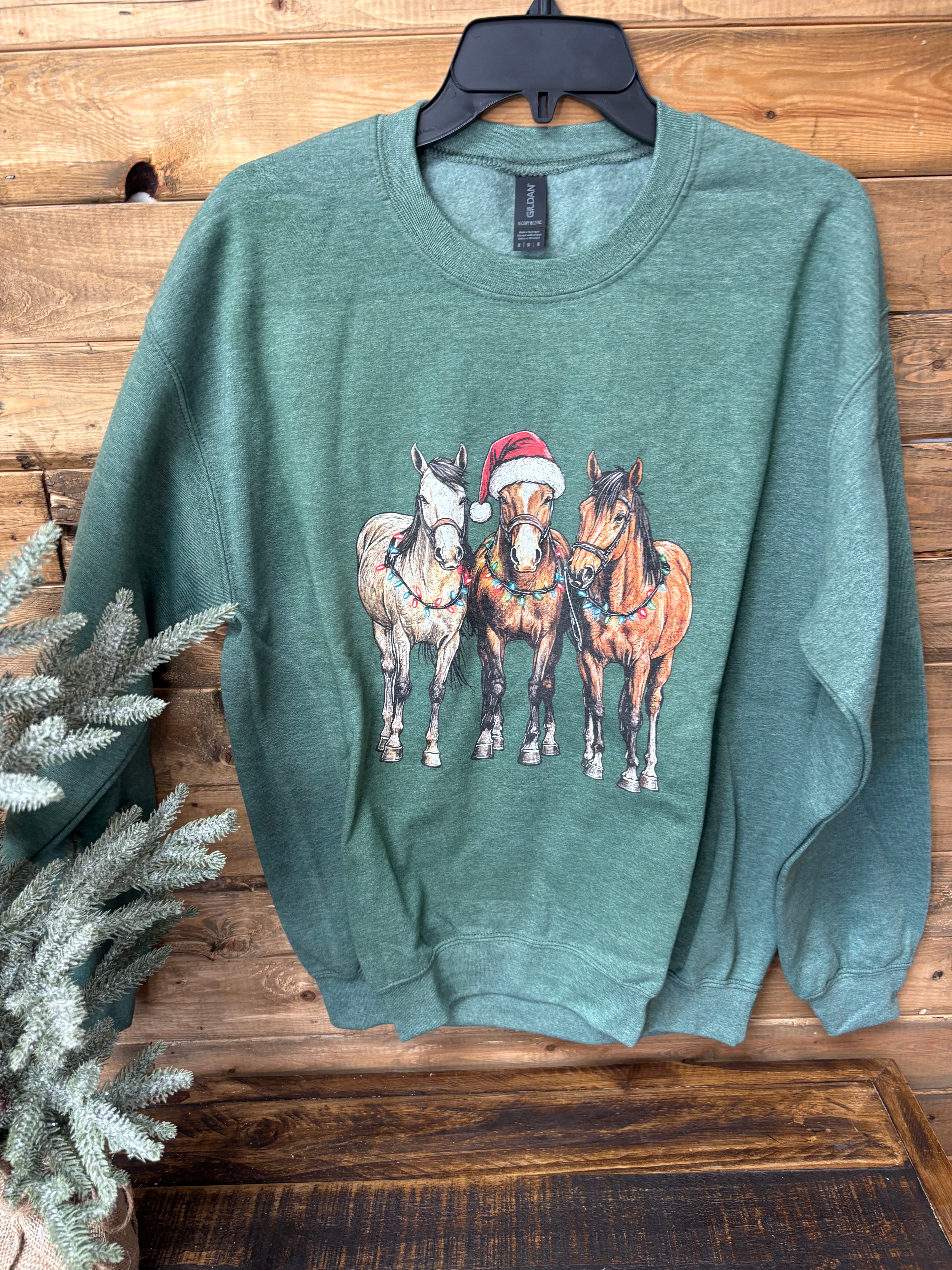 The Christmas Horses Sweatshirt Green