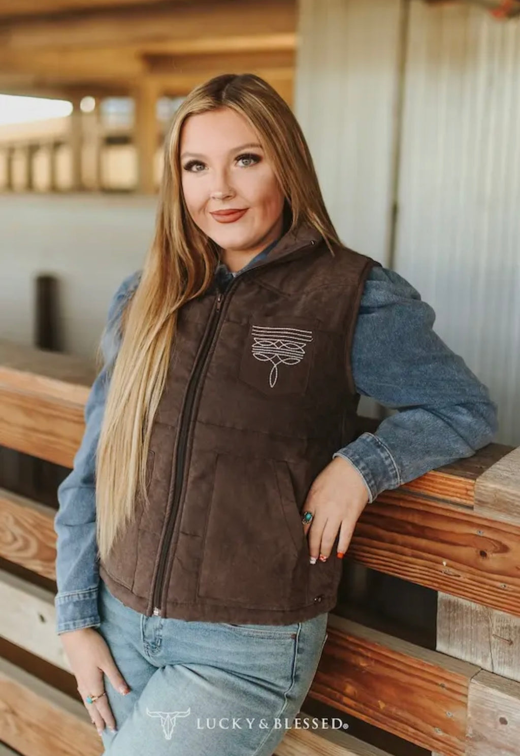 Brown Boot Stitch Vest