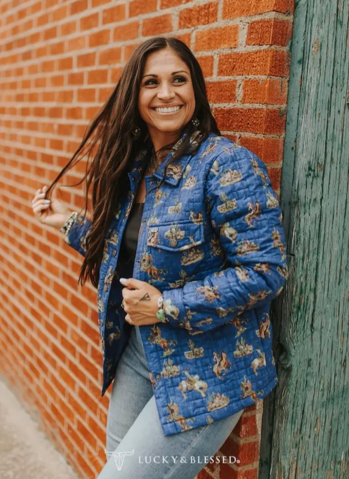 Quilted Blue Cactus Bronc Jacket Preorder