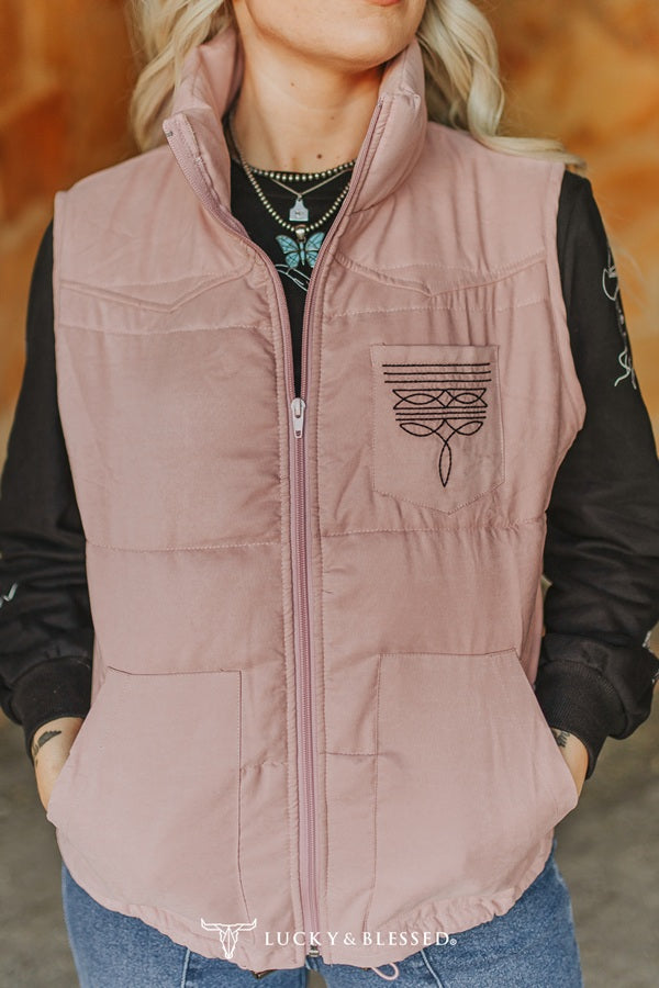 Pink Boot Stitch Vest