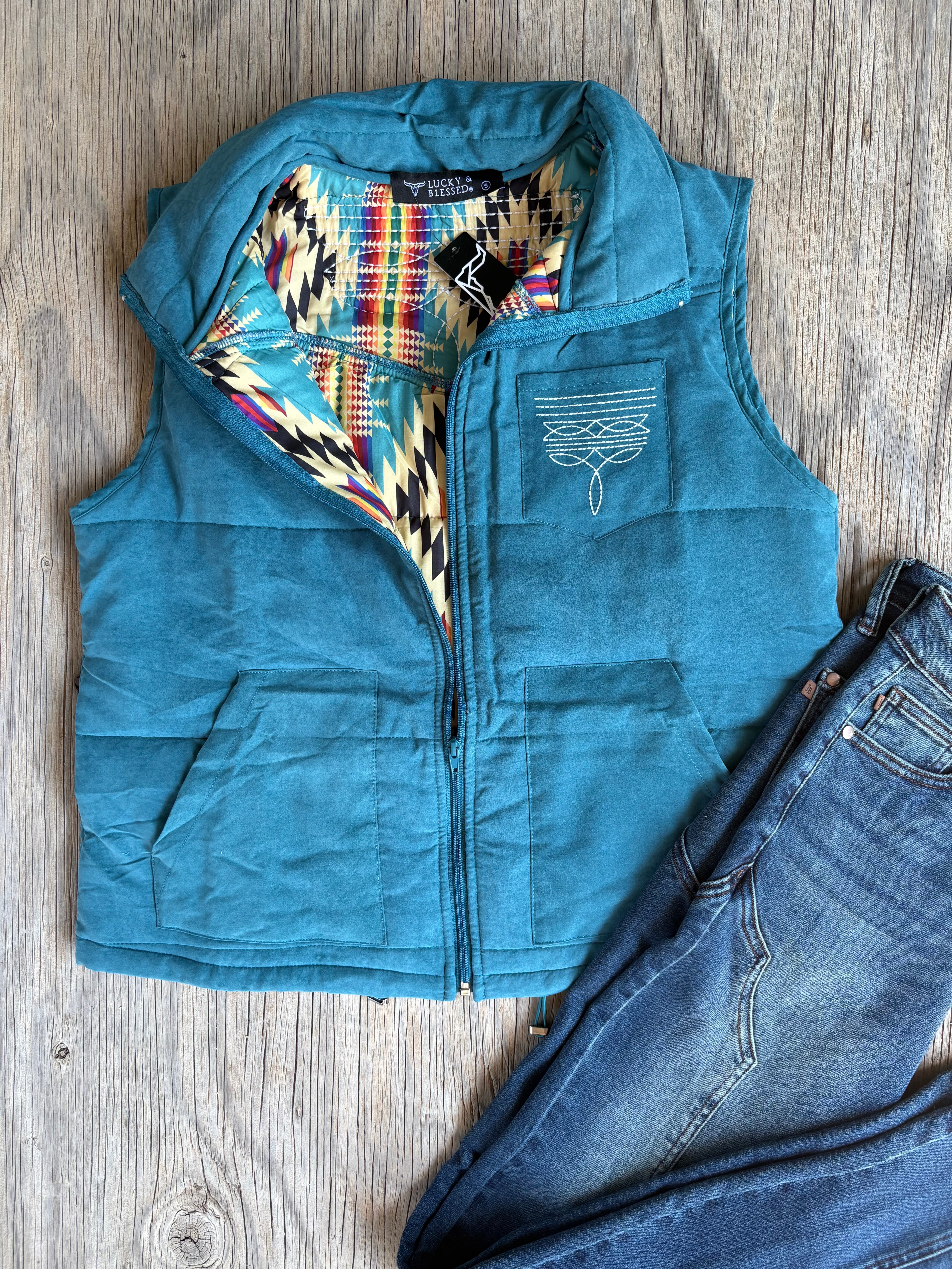 Turquoise Boot Stitch Vest