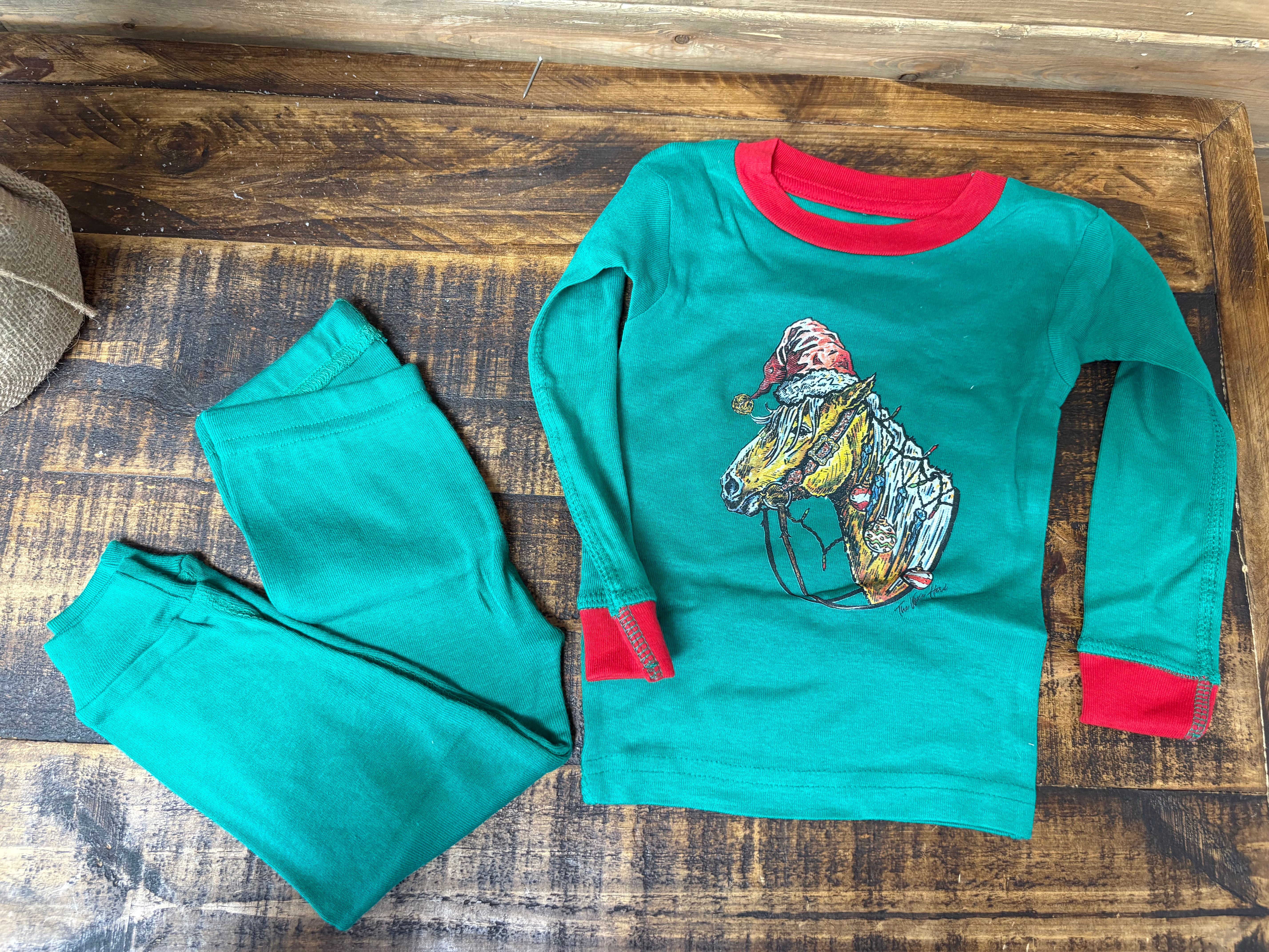 Cowkids Green Christmas Horse Pajamas