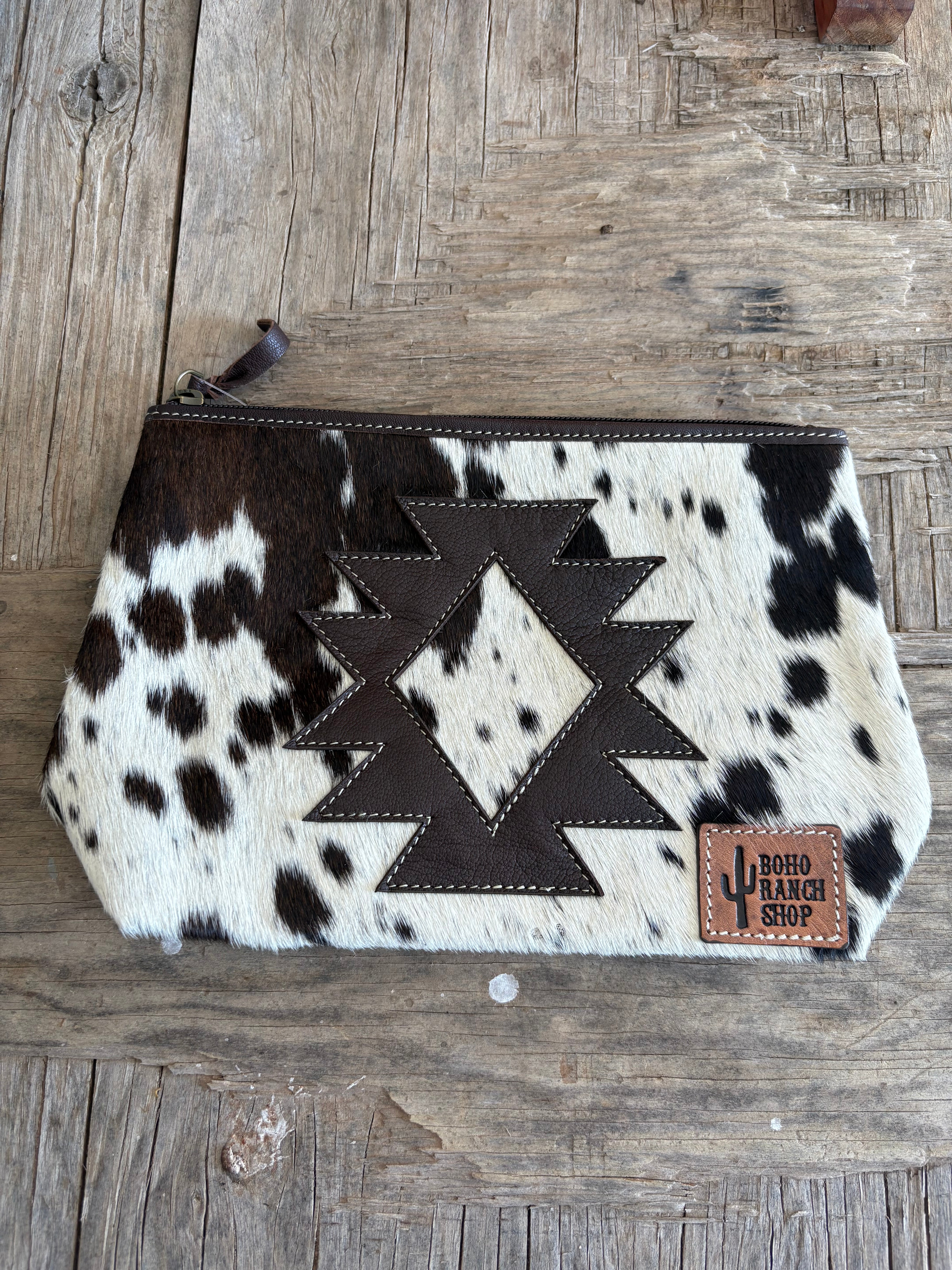 Cowhide Aztec Cosmetic Bags