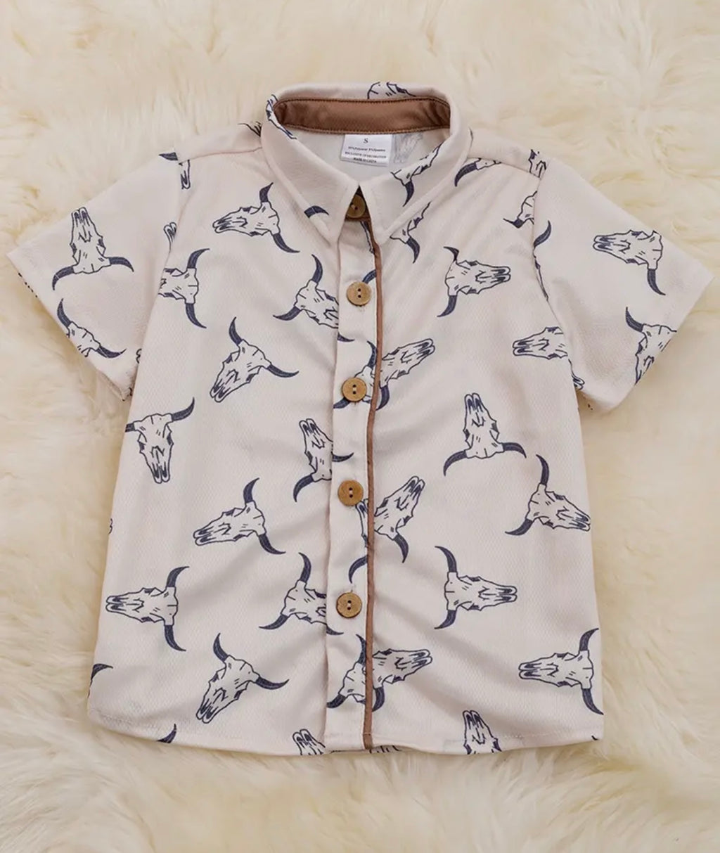 Cowkids Cowskull Button Up Shirt