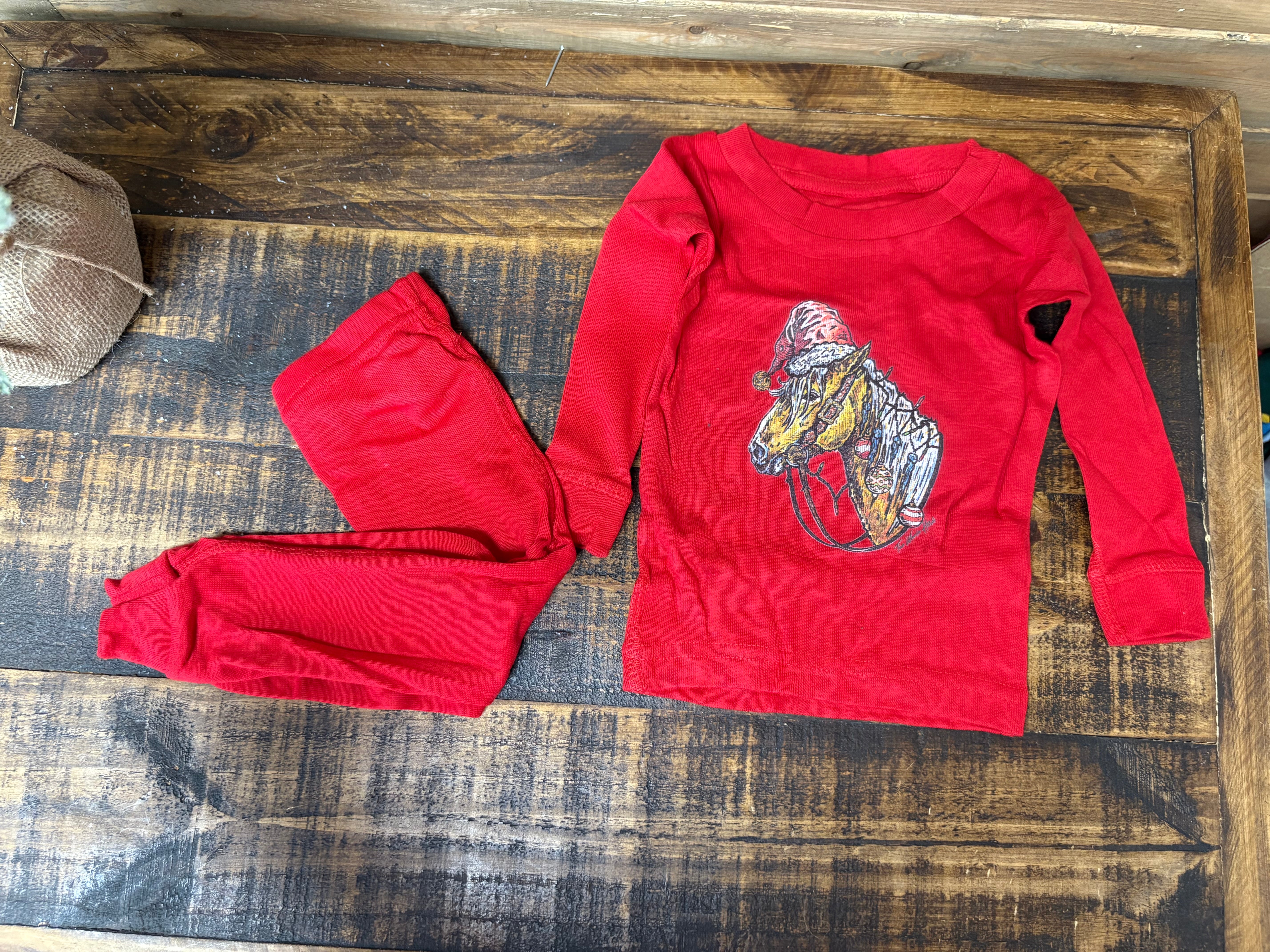 Cowkids Red Christmas Horse Pajamas
