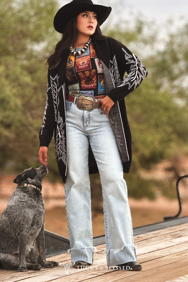 Black Boot Stitch Cardigan