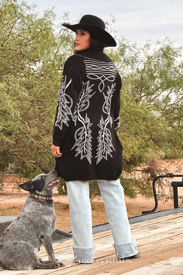 Black Boot Stitch Cardigan
