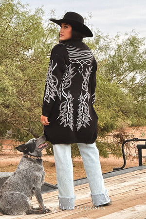 Black Boot Stitch Cardigan