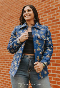 Quilted Blue Cactus Bronc Jacket Preorder