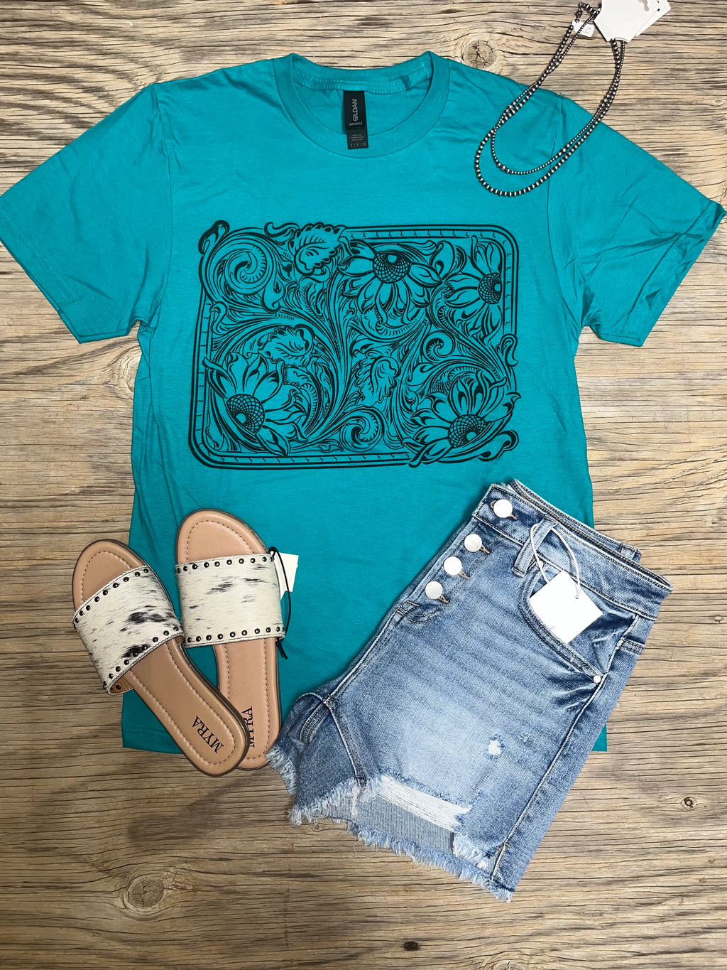 The Turquoise Tooled Tee