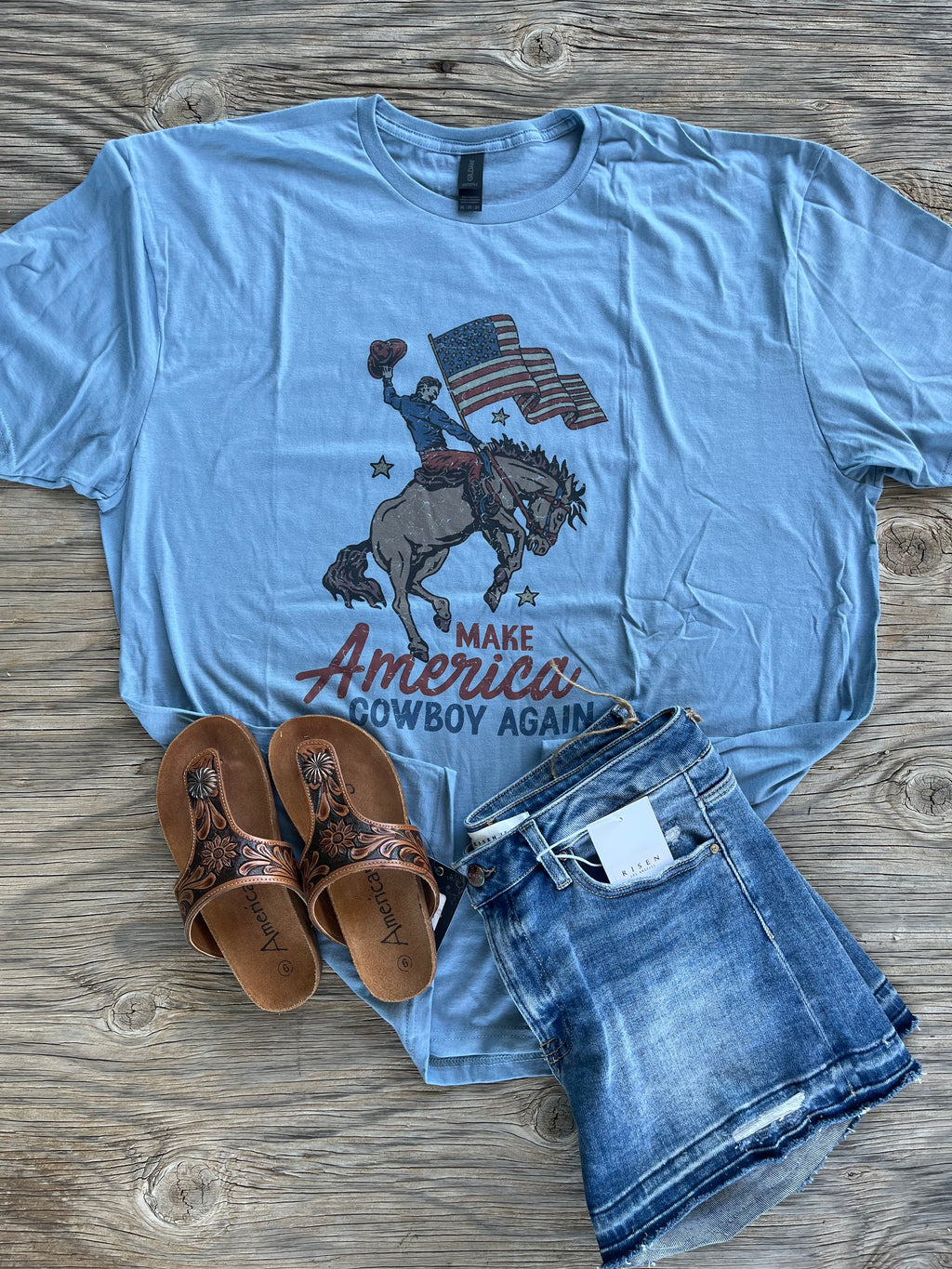 The Make America Cowboy Again Tee Blue