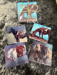Ranch Horses Coaster Set with Holder