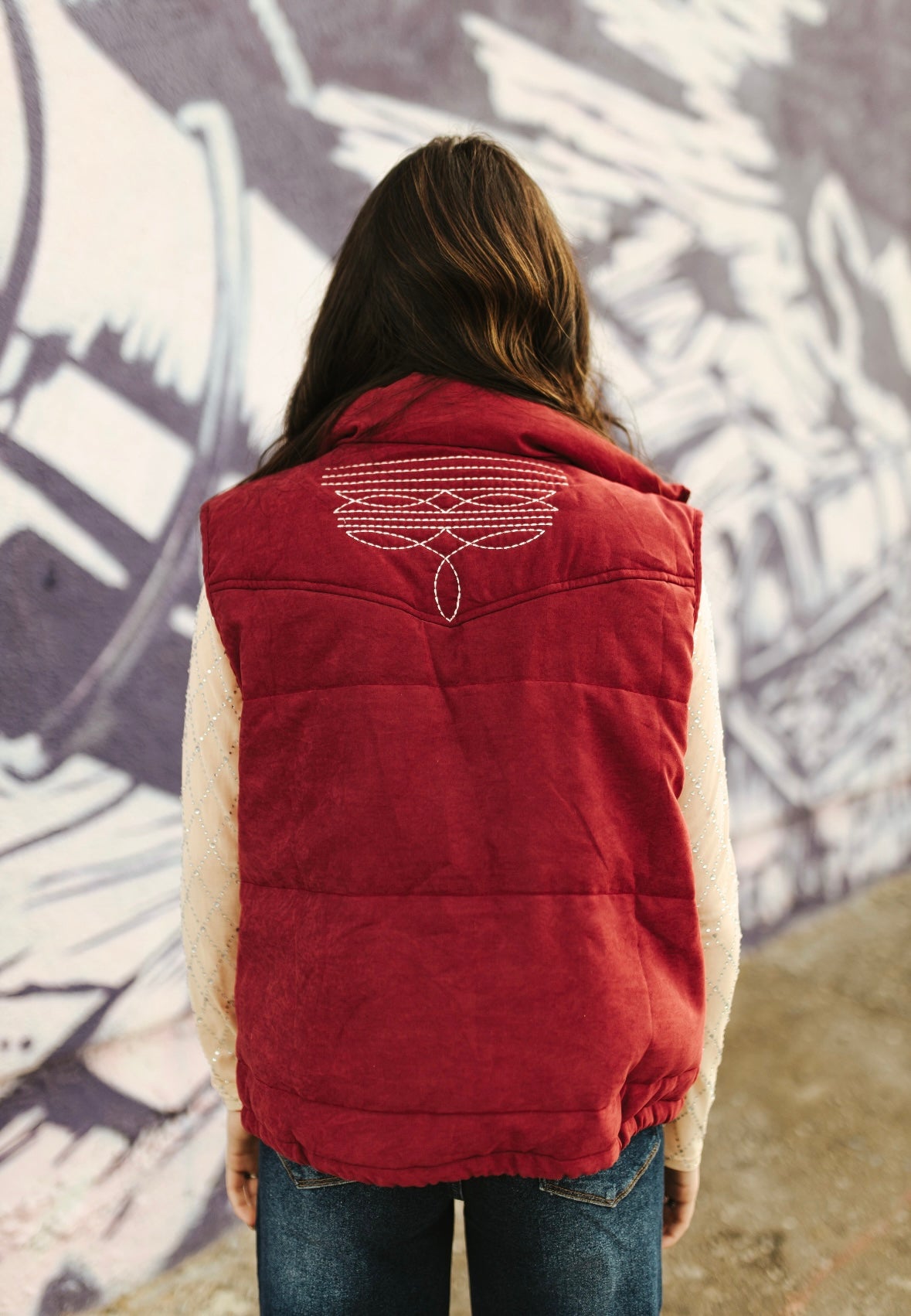 Burgundy Boot Stitch Vest
