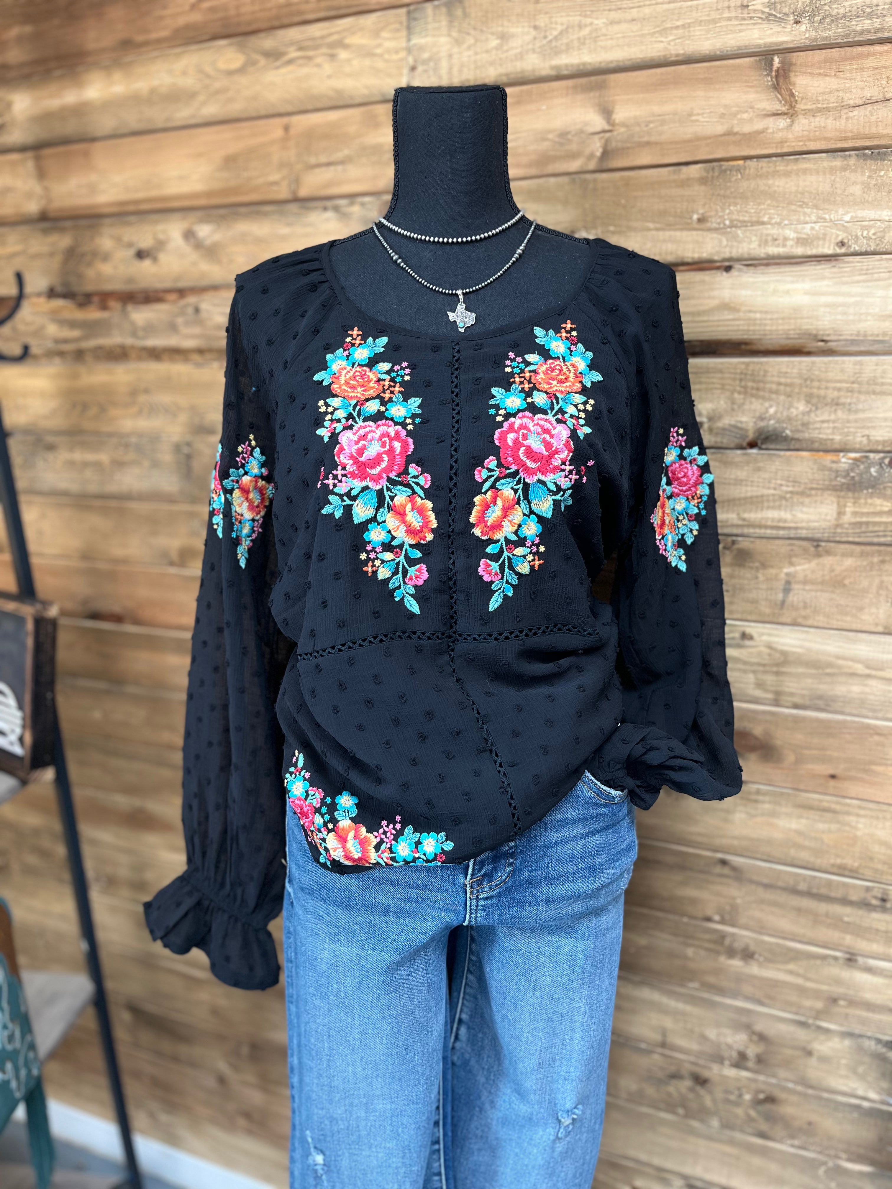 The Floral Swiss Dot Top