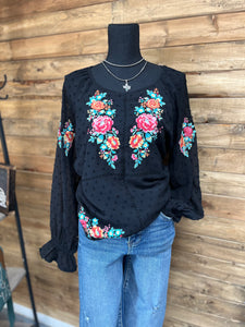 The Floral Swiss Dot Top