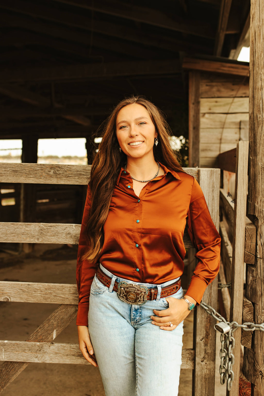 Satin Saddle Button Up