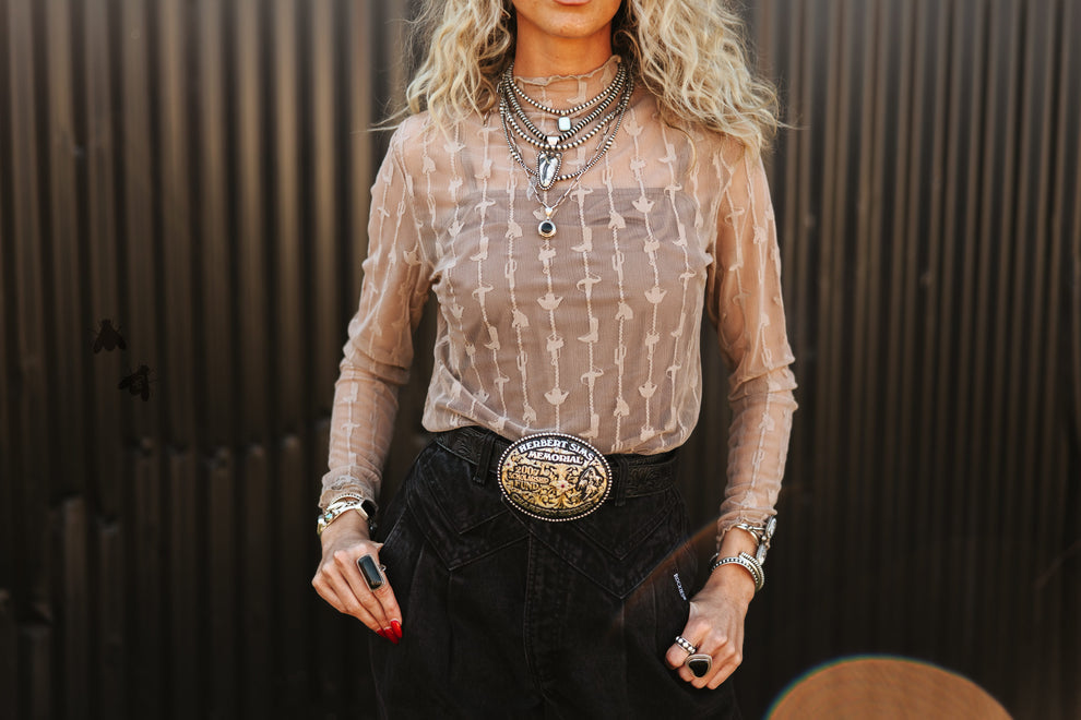 The Lariat Lace Top Tan