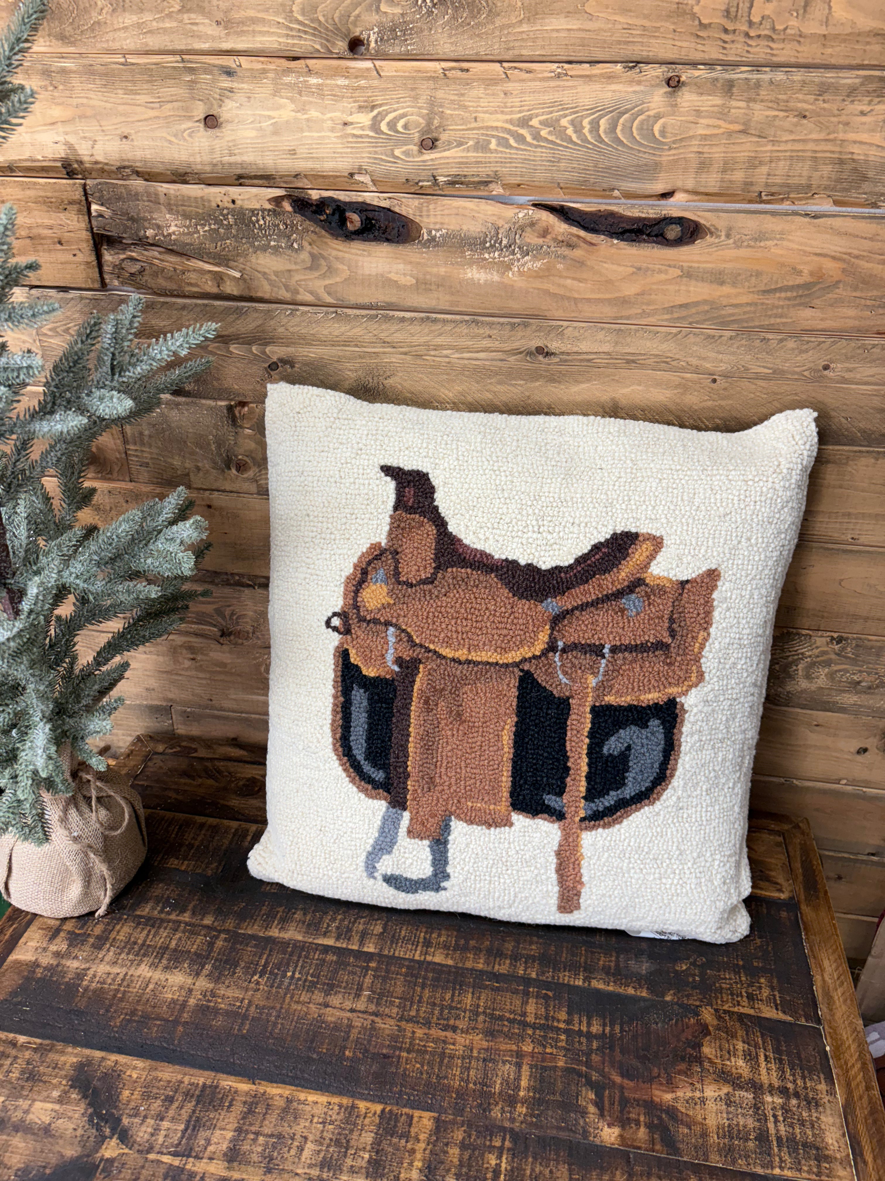 Ranch Saddle Wool Hook Pillow