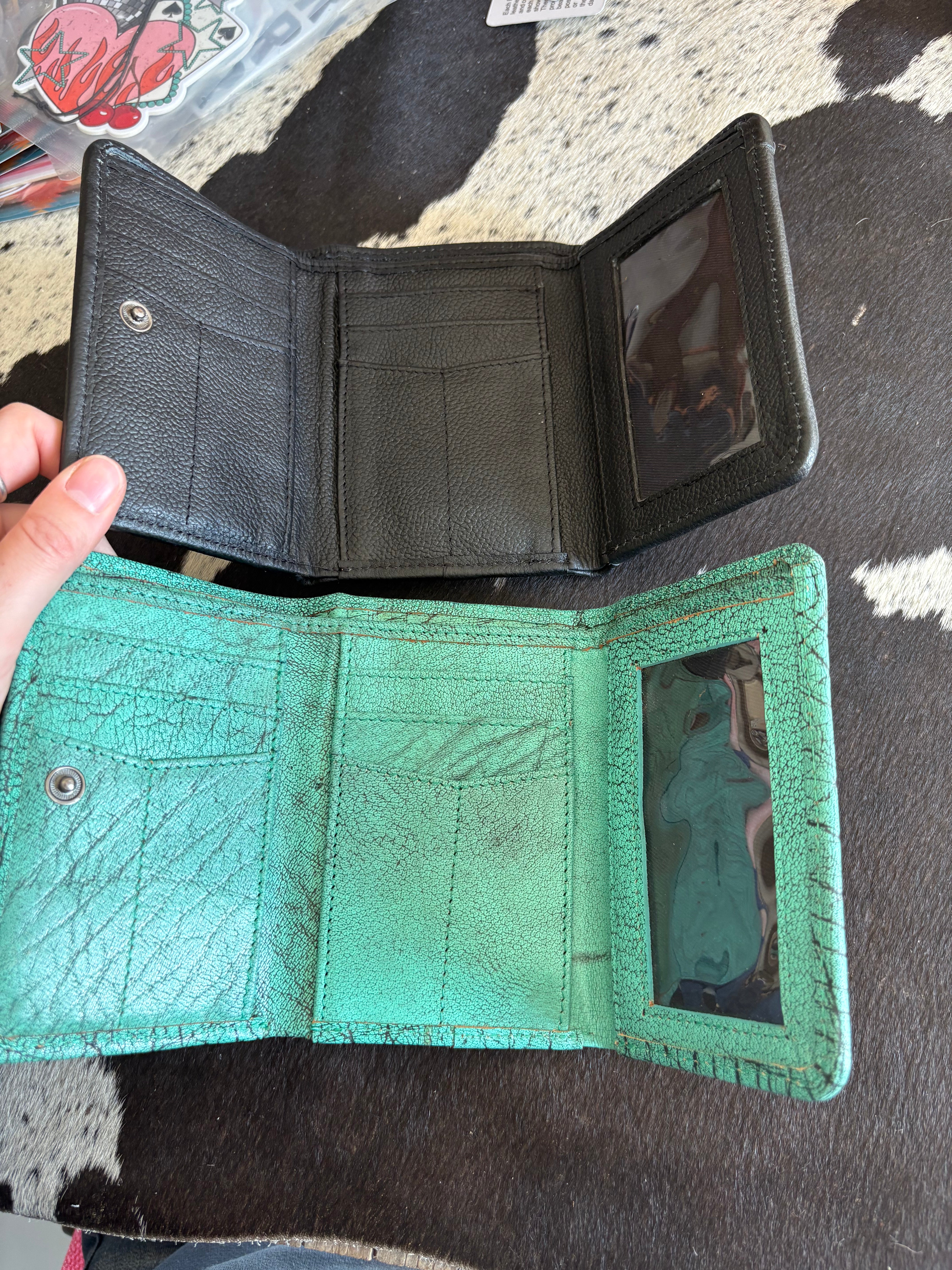 Aces Leather & Cowhide Tri Fold Wallets
