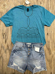 Turquoise Boot Stitch Tee