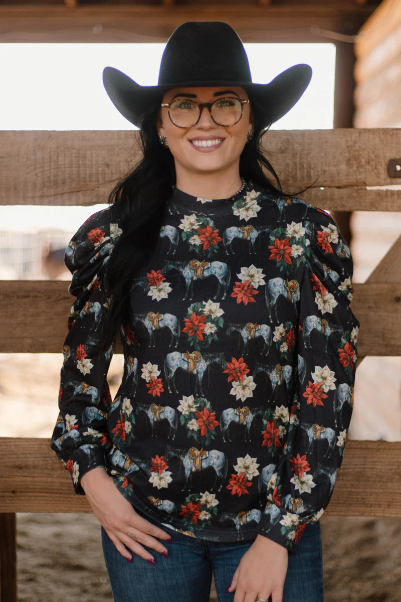 The Christmas Roan Horse Top