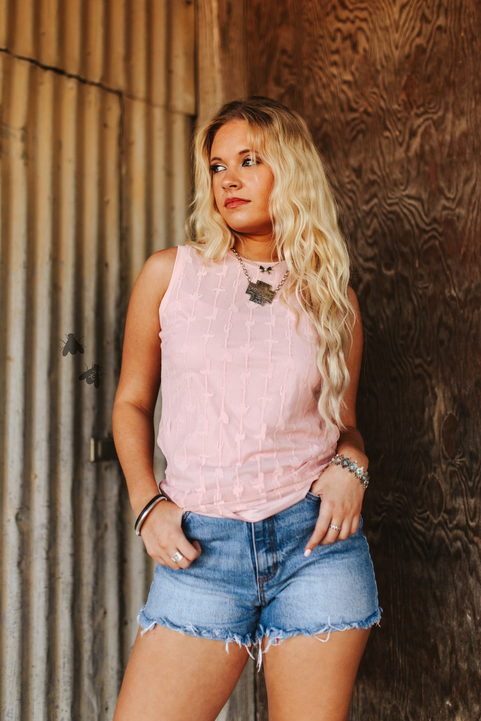 Lariat Lace Tank Top Rose