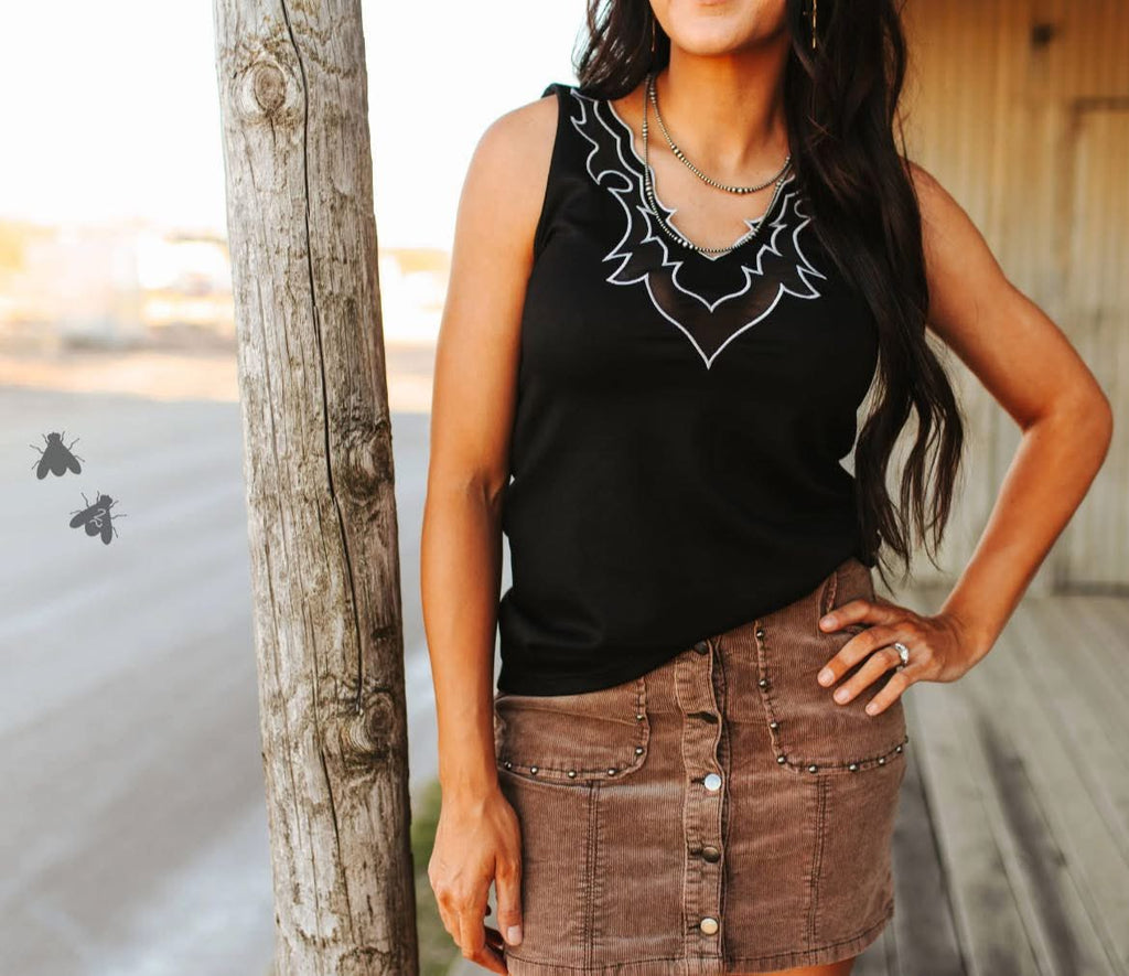The Llano Tooled Tank Black