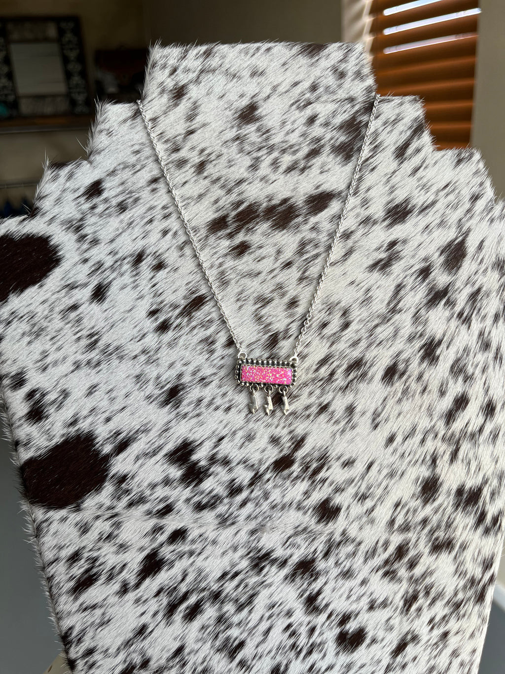 The Pink Opal Mini Bar Necklace