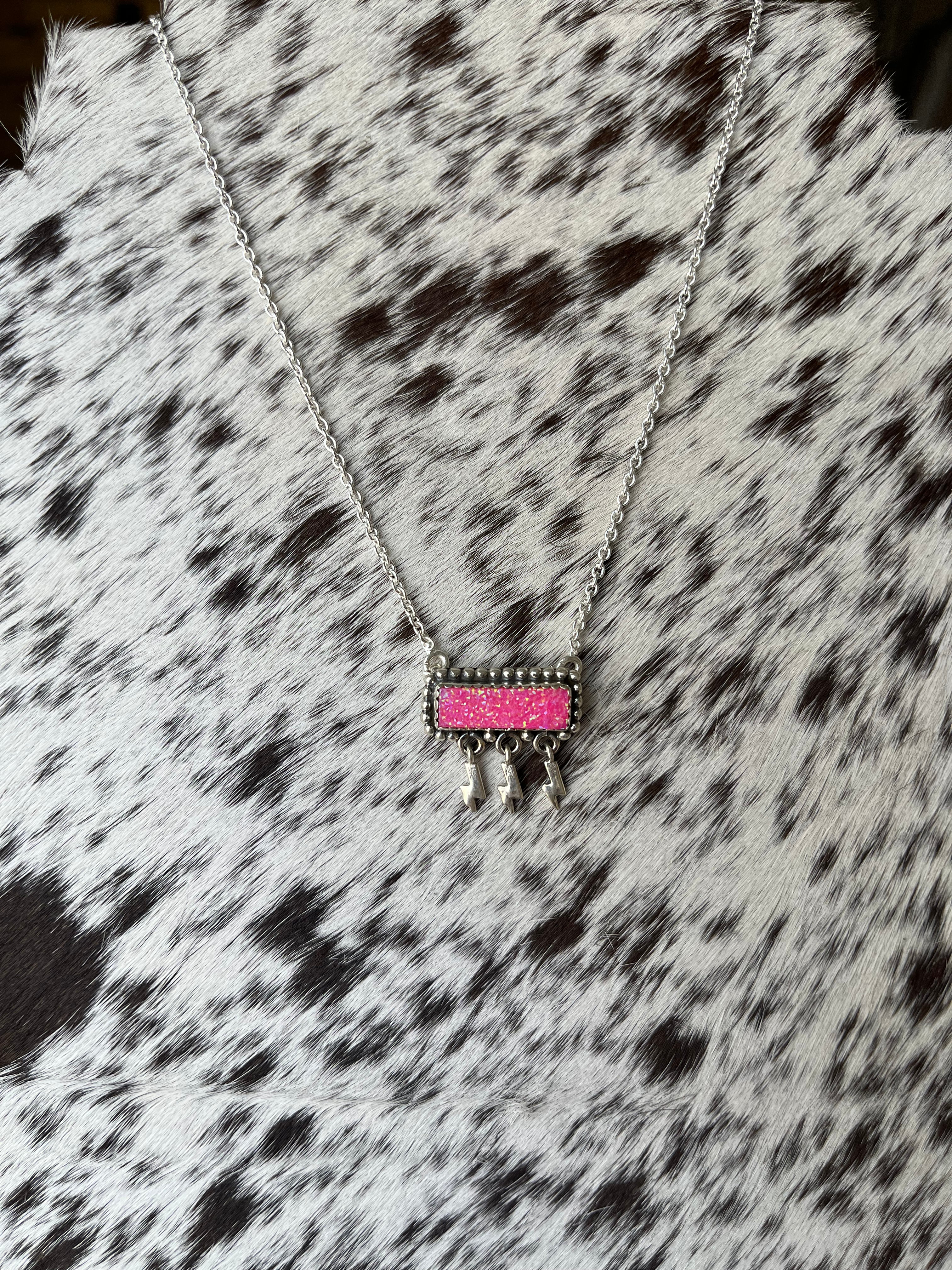 The Pink Opal Mini Bar Necklace