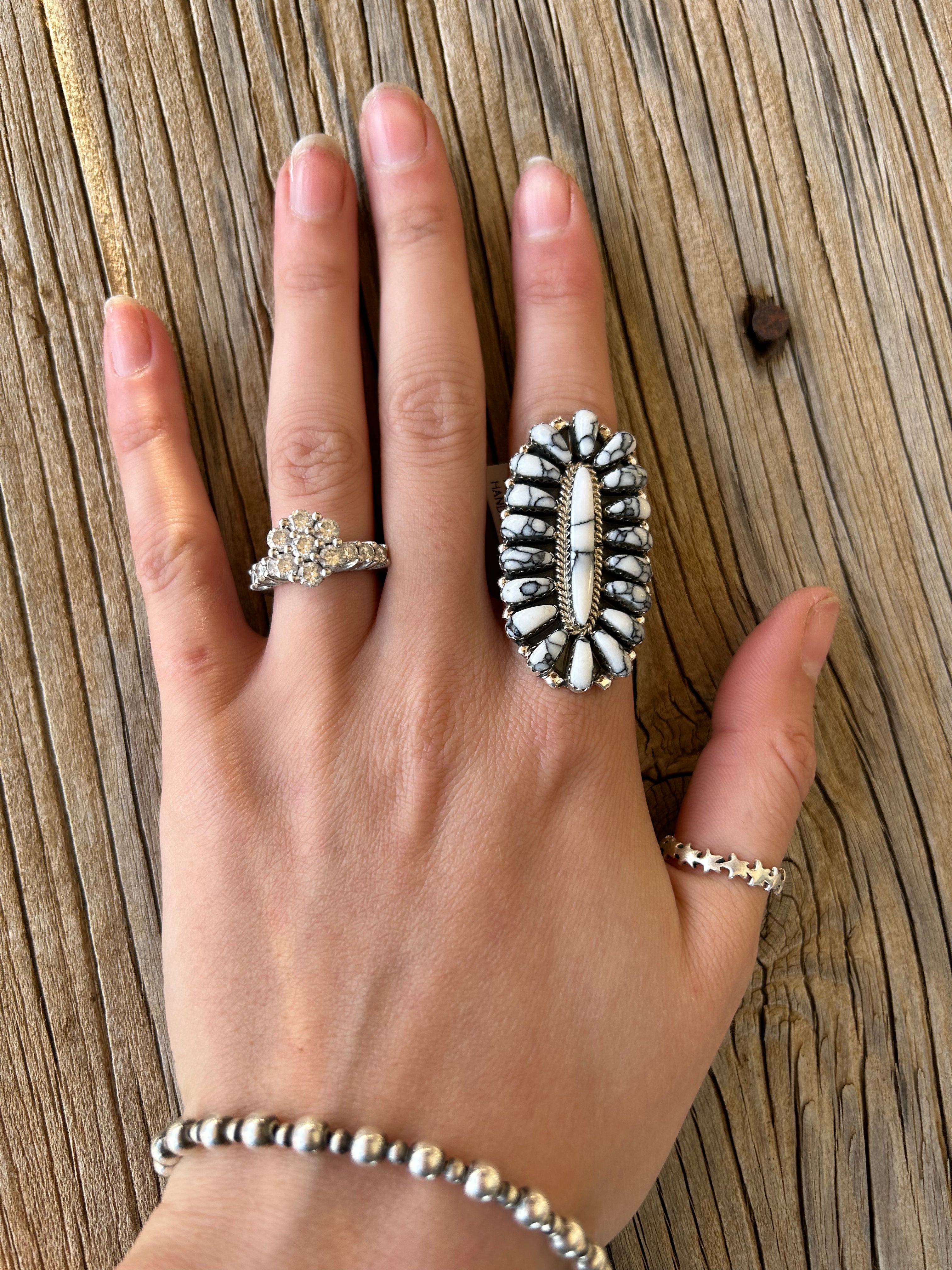 White Buffalo Cluster Ring